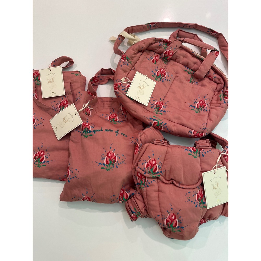 Konges Slojd Complete‎ Doll Set Vita Rosa Blush Bag Carrier Bedding Nursery NWT